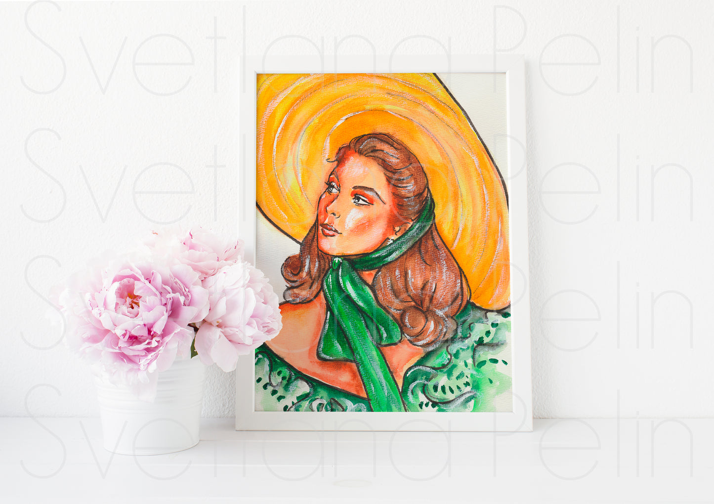 Vivien Leigh, Scarlett O'Hara, Gone with the Wind, ART PRINT Signed by Artist