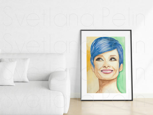 Audrey Hepburn, ORIGINAL Watercolor Painting, Artwork by Svetlana Pelin