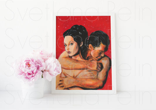 Angelina Jolie, Antonio Banderas, Original Sin, ART PRINT Signed by Artist