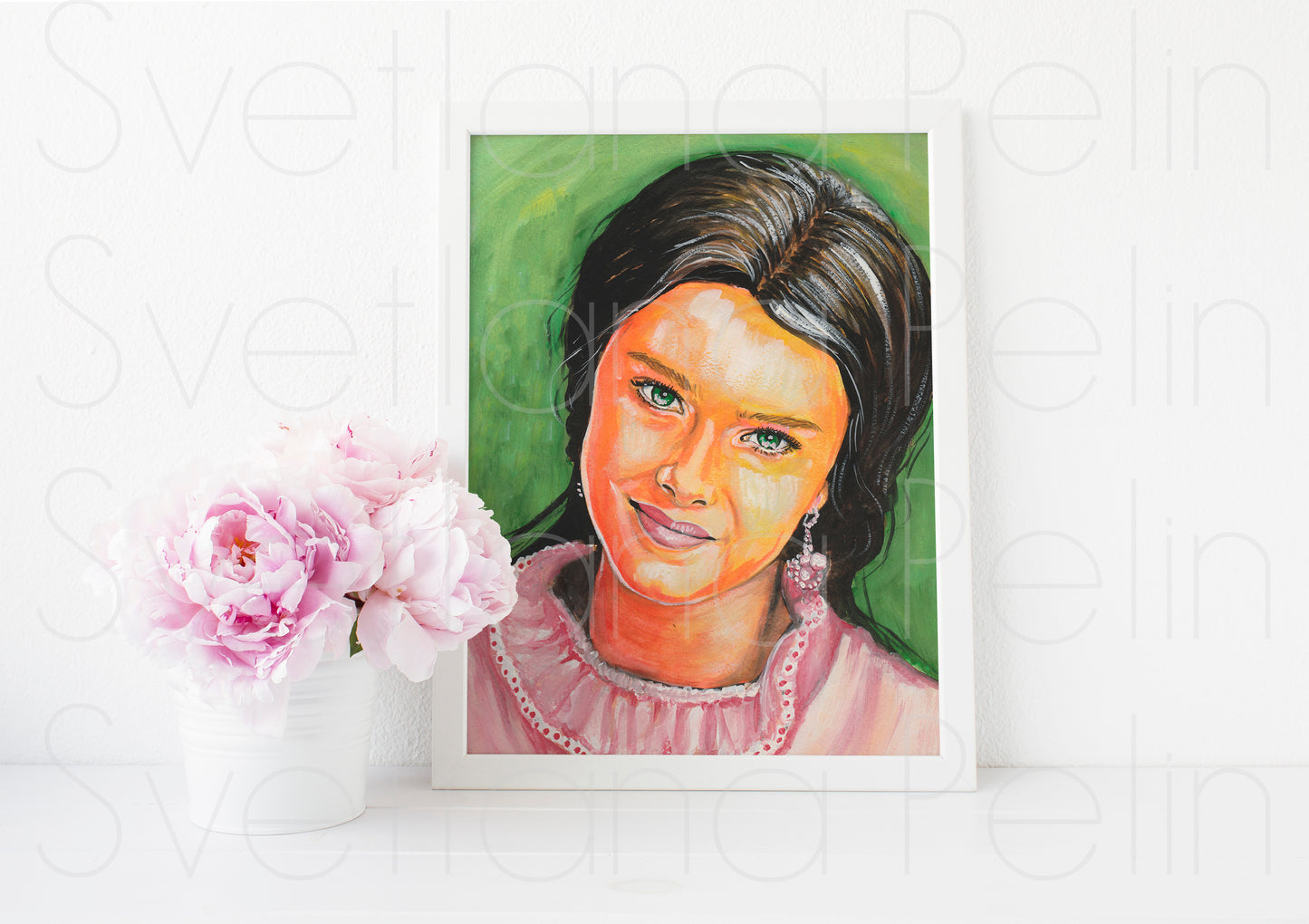 Brooke Shields, ORIGINAL Gouache Painting, Artwork by Svetlana Pelin