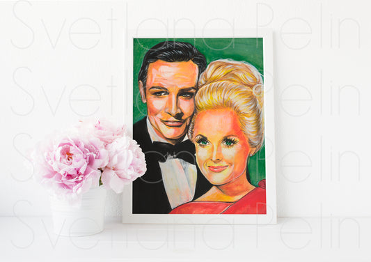 Sean Connery, Tippi Hedren, Marnie, ART PRINT Signed by Artist