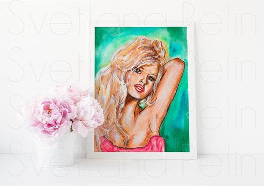 Brigitte Bardot, ART PRINT Signed by Artist