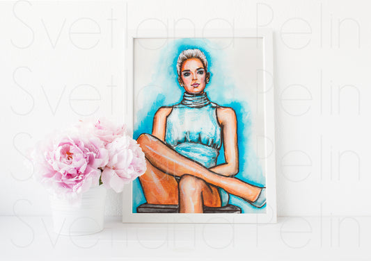 Sharon Stone, Basic Instinct, ART PRINT Signed by Artist