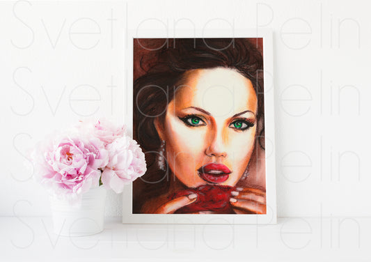 Angelina Jolie, ART PRINT Signed by Artist