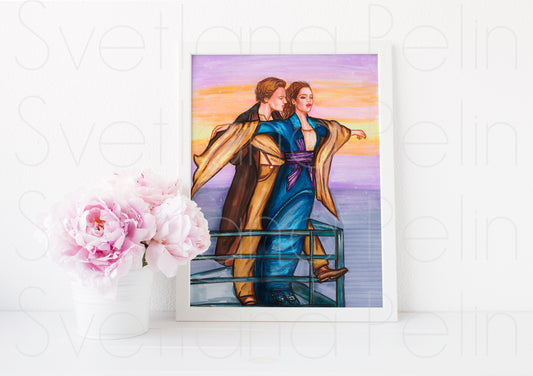 Kate Winslet, Leonardo DiCaprio, Titanic, ART PRINT Signed by Artist