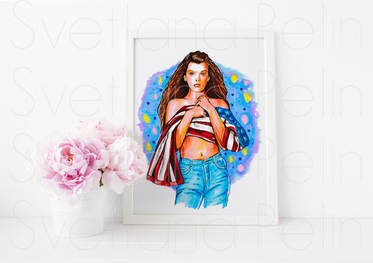 Milla Jovovich, ART PRINT Signed by Artist