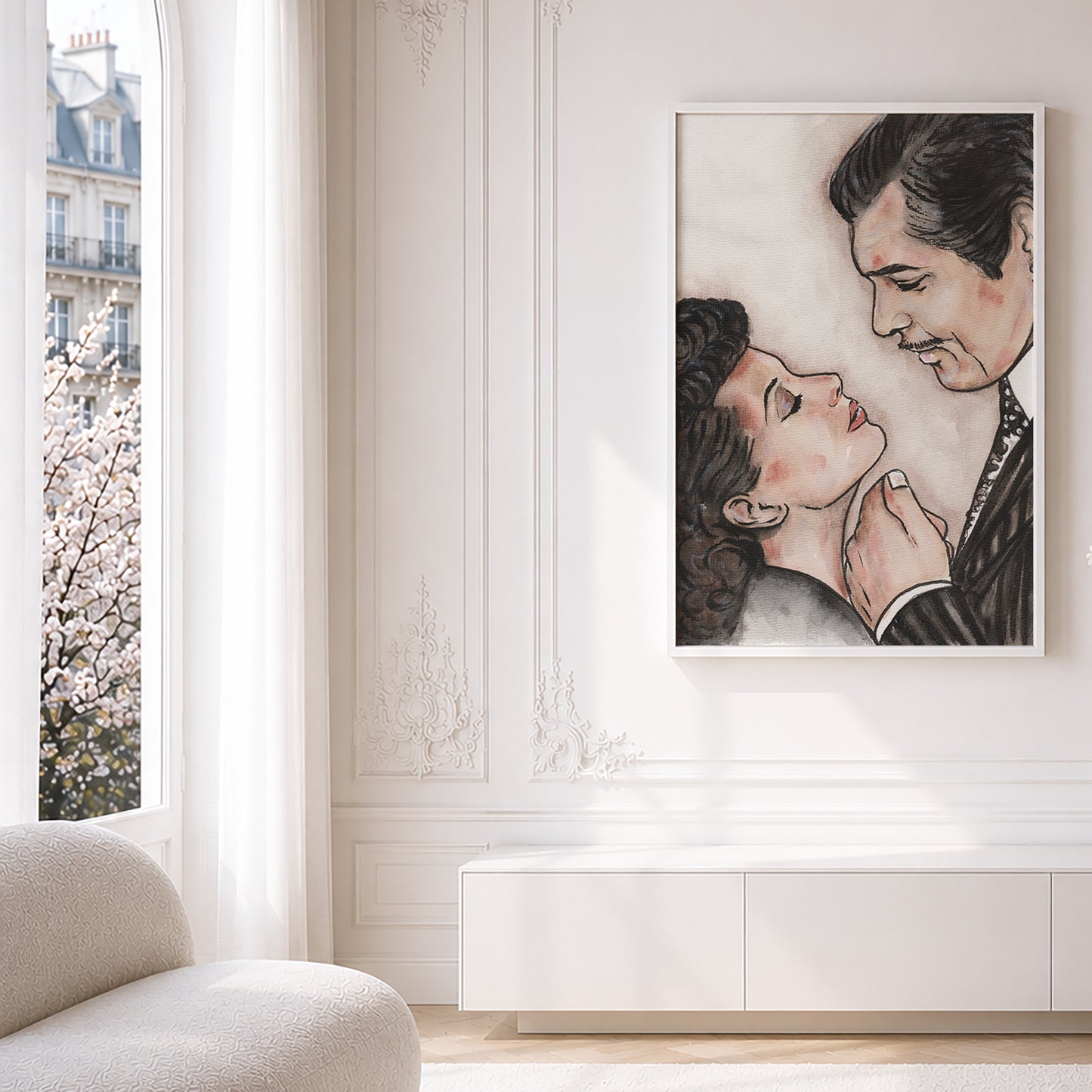 Clark Gable and Vivien Leigh as Rhett and Scarlett in Gone With the Wind. Museum Framed Print