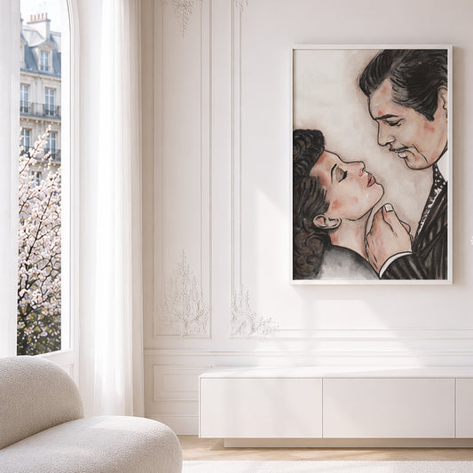 Clark Gable and Vivien Leigh as Rhett and Scarlett in Gone With the Wind. Museum Framed Print