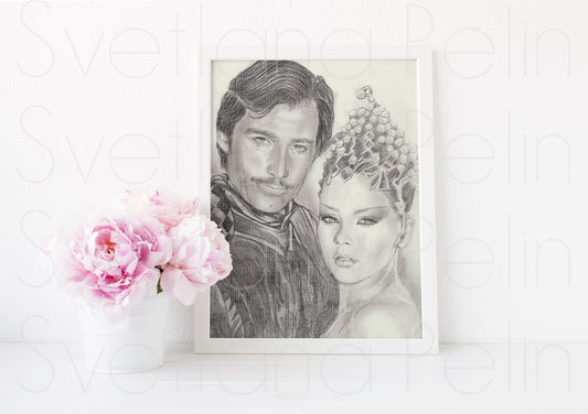 Ornella Muti, Timothy Dalton, ART PRINT Signed by Artist