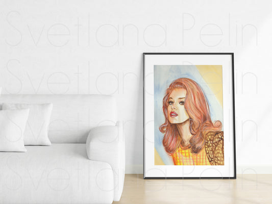 Ann-Margret, ORIGINAL Watercolor Painting, Artwork by Svetlana Pelin