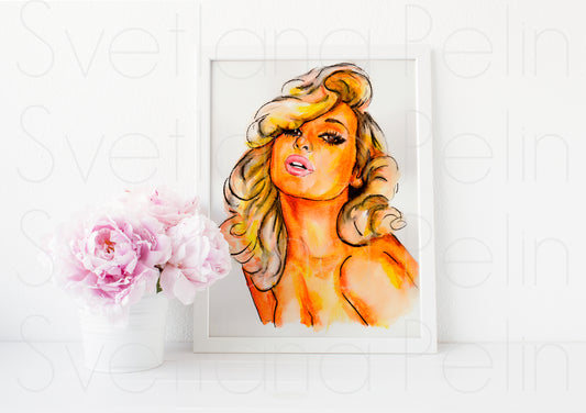 Jayne Mansfield, ART PRINT Signed by Artist