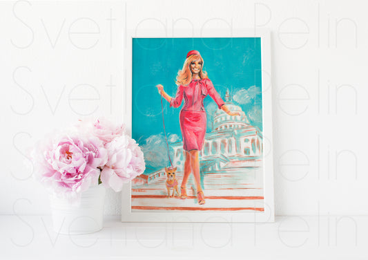 Reese Witherspoon, Elle Woods, Legally Blonde, ART PRINT Signed by Artist