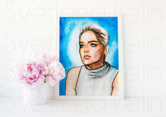 Sharon Stone, Basic Instinct, ART PRINT Signed by Artist