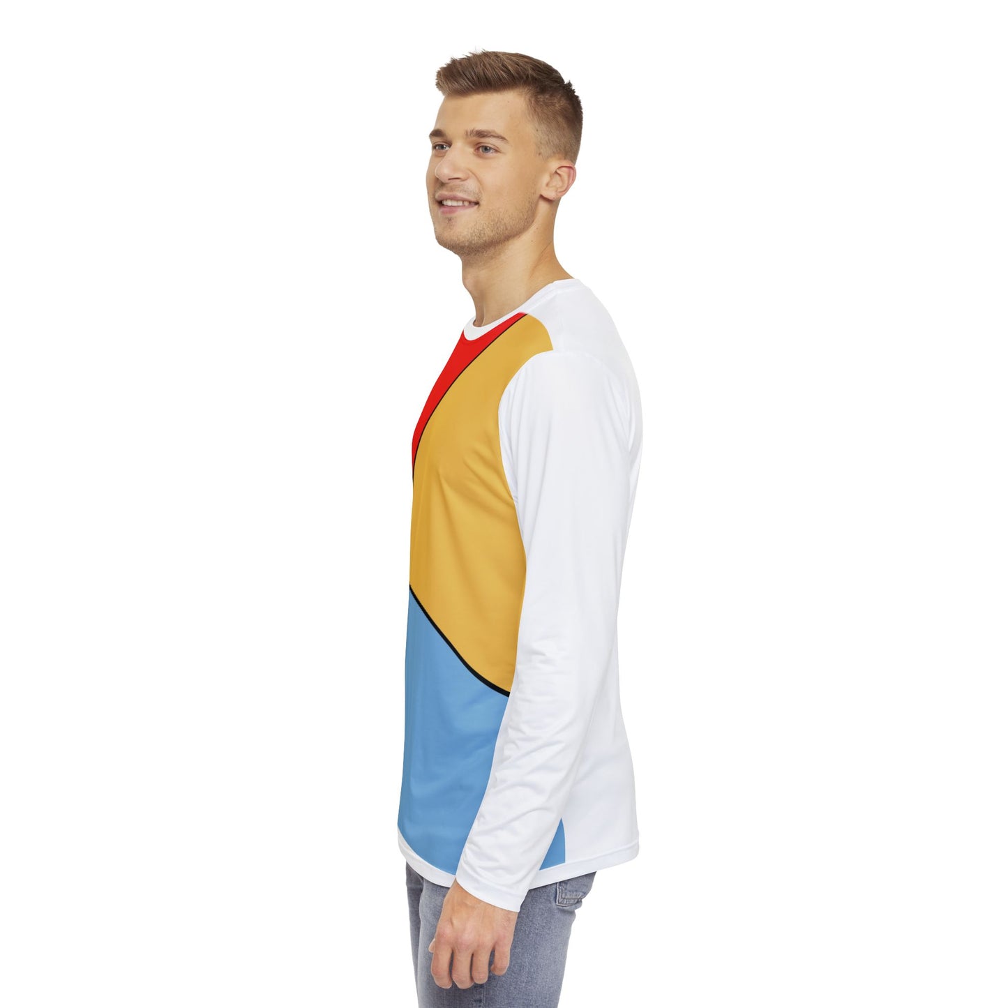 Red, Yellow, Blue, Men's Long Sleeve Shirt (AOP)