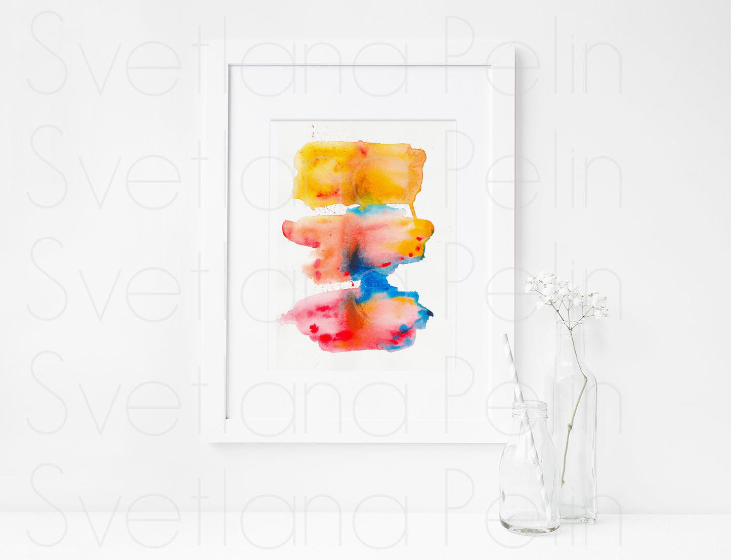 Modern Watercolor Painting, Abstract Art, Wall Home Decor, INSTANT DOWNLOAD