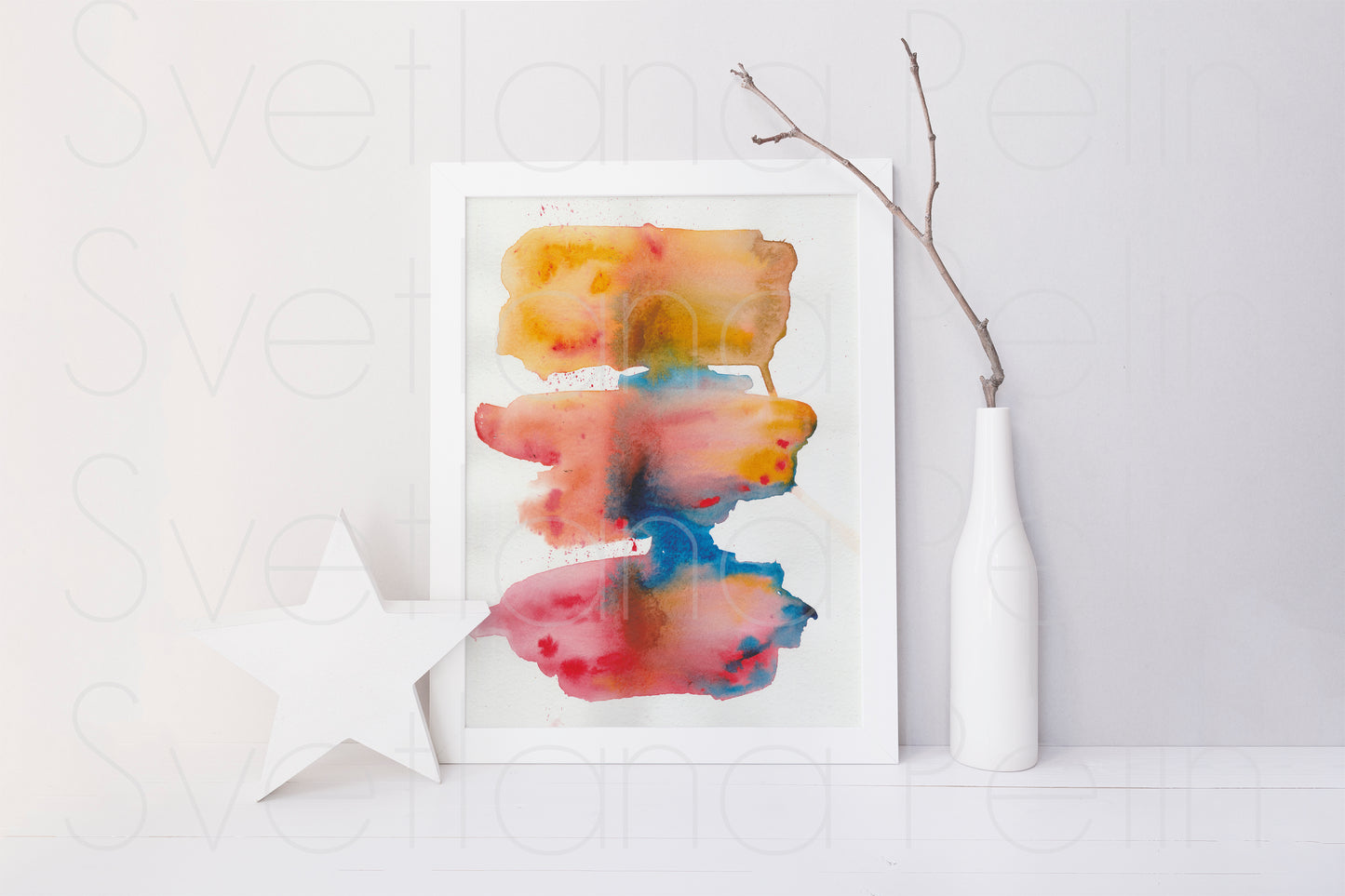 Modern Abstract Art, ORIGINAL Watercolor Painting, Artwork by Svetlana Pelin