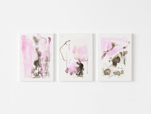 3 pieces, Contemporary Ink Abstract Art, Wall Home Decor, INSTANT DOWNLOAD