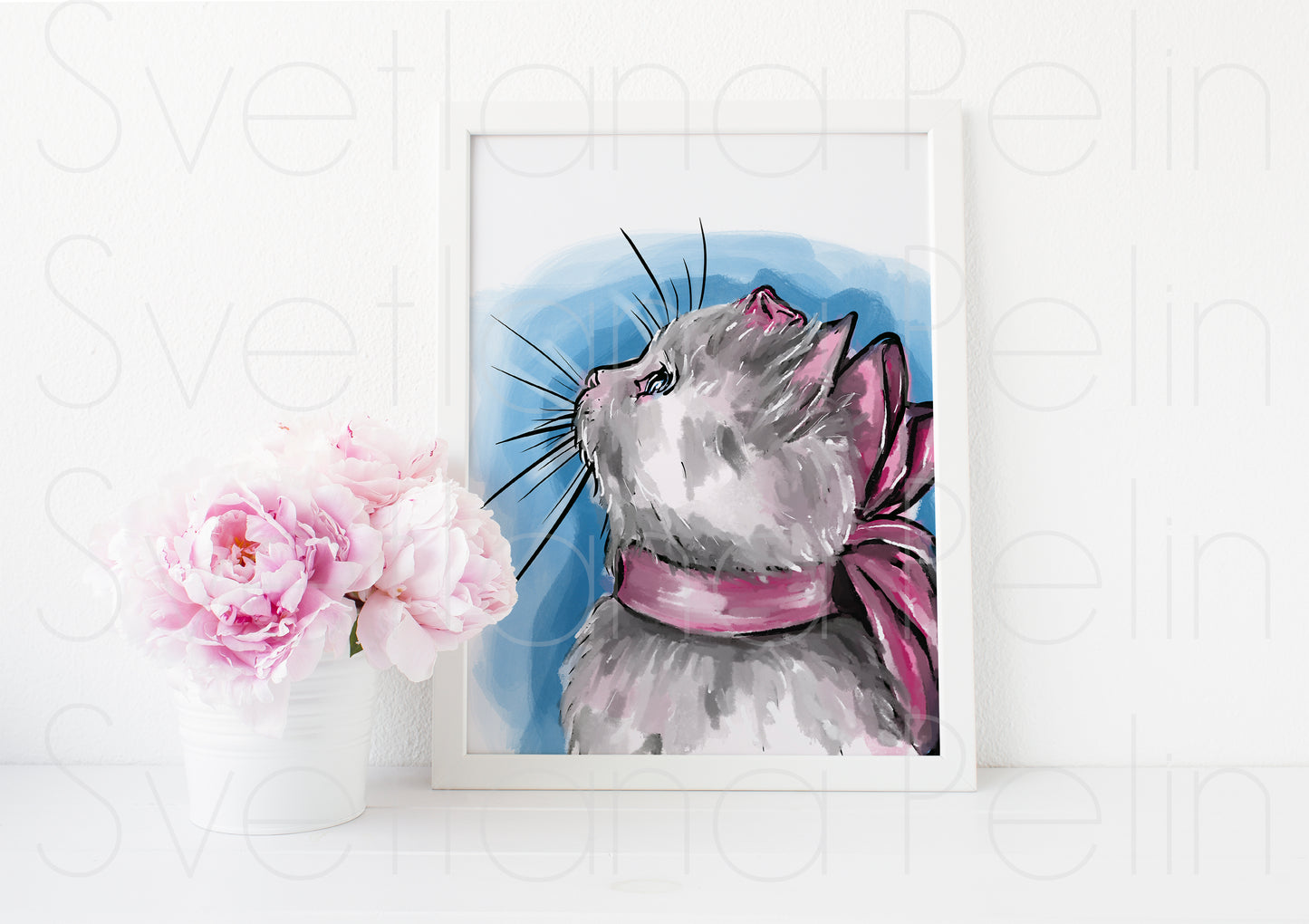 KITTY, Cat, ART PRINT Signed by Artist