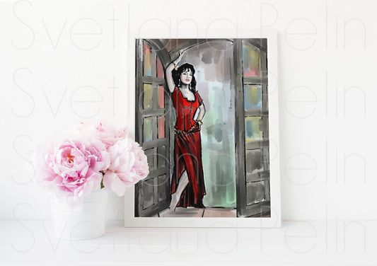 Gina Lollobrigida, Esmeralda, Notre-Dame de Paris, ART PRINT Signed by Artist