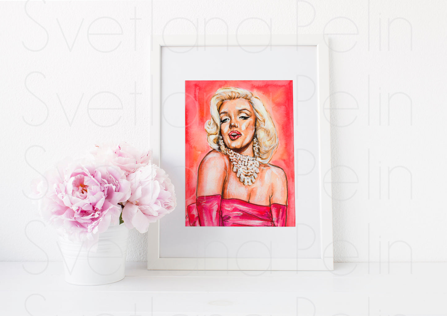 Marilyn Monroe, Pink dress, Gentlemen Prefer Blondes, GPB, ART PRINT Signed by Artist