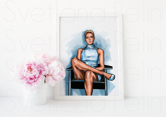 Sharon Stone, Basic Instinct, ART PRINT Signed by Artist