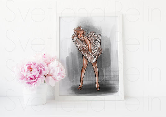 Marilyn Monroe, The Seven Year Itch, SYI, ART PRINT Signed by Artist