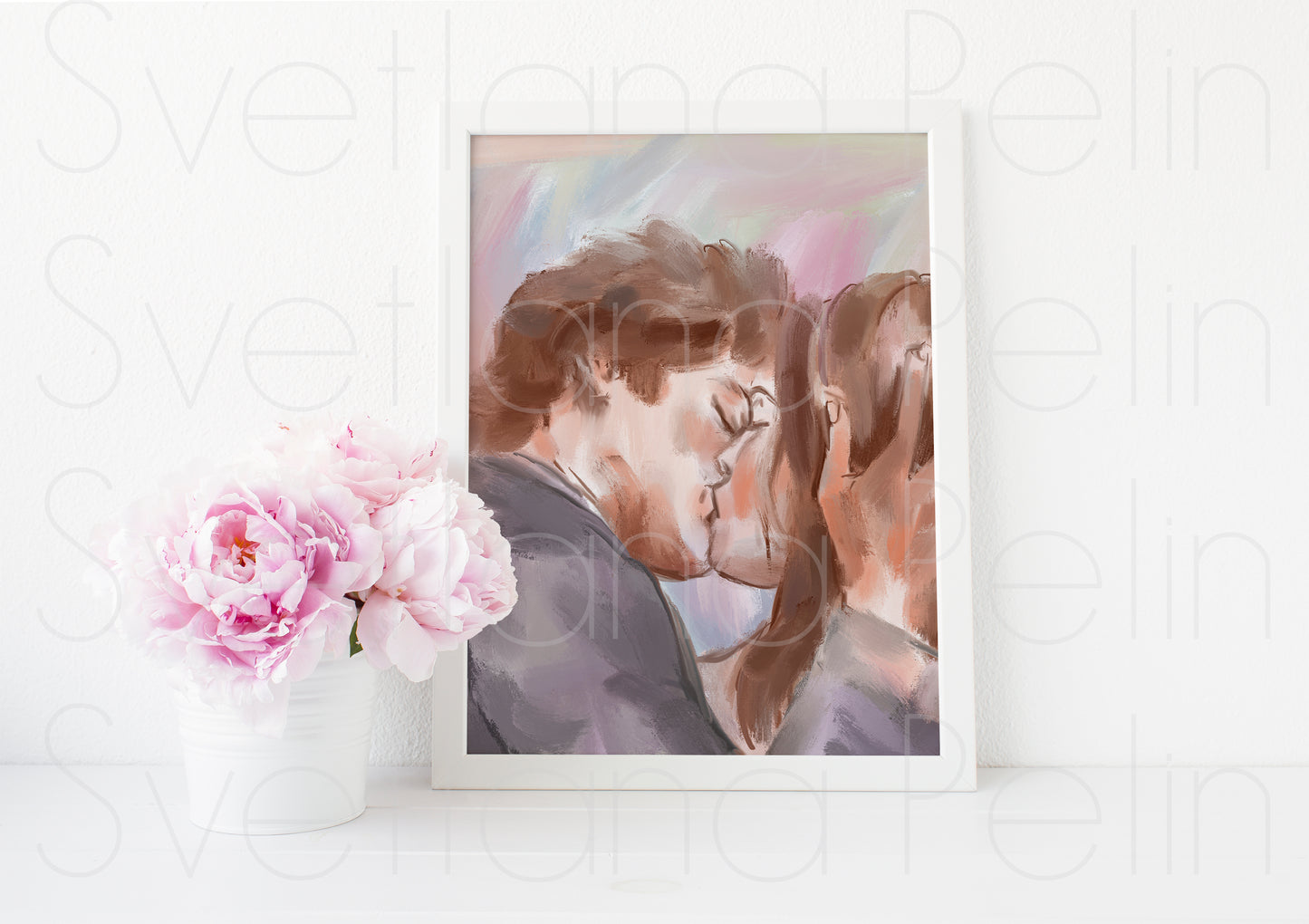 Couple Kissing, ART PRINT Signed by Artist