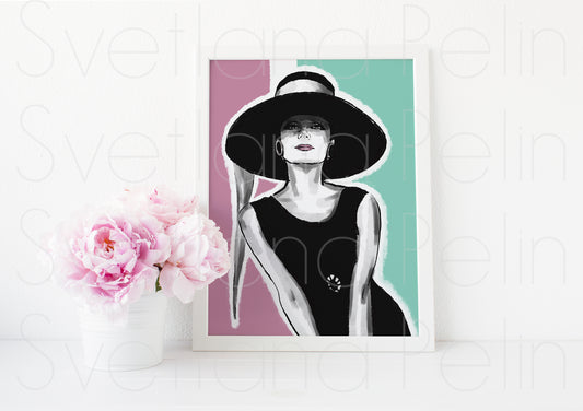 Audrey Hepburn, Breakfast at Tiffany's, ART PRINT Signed by Artist