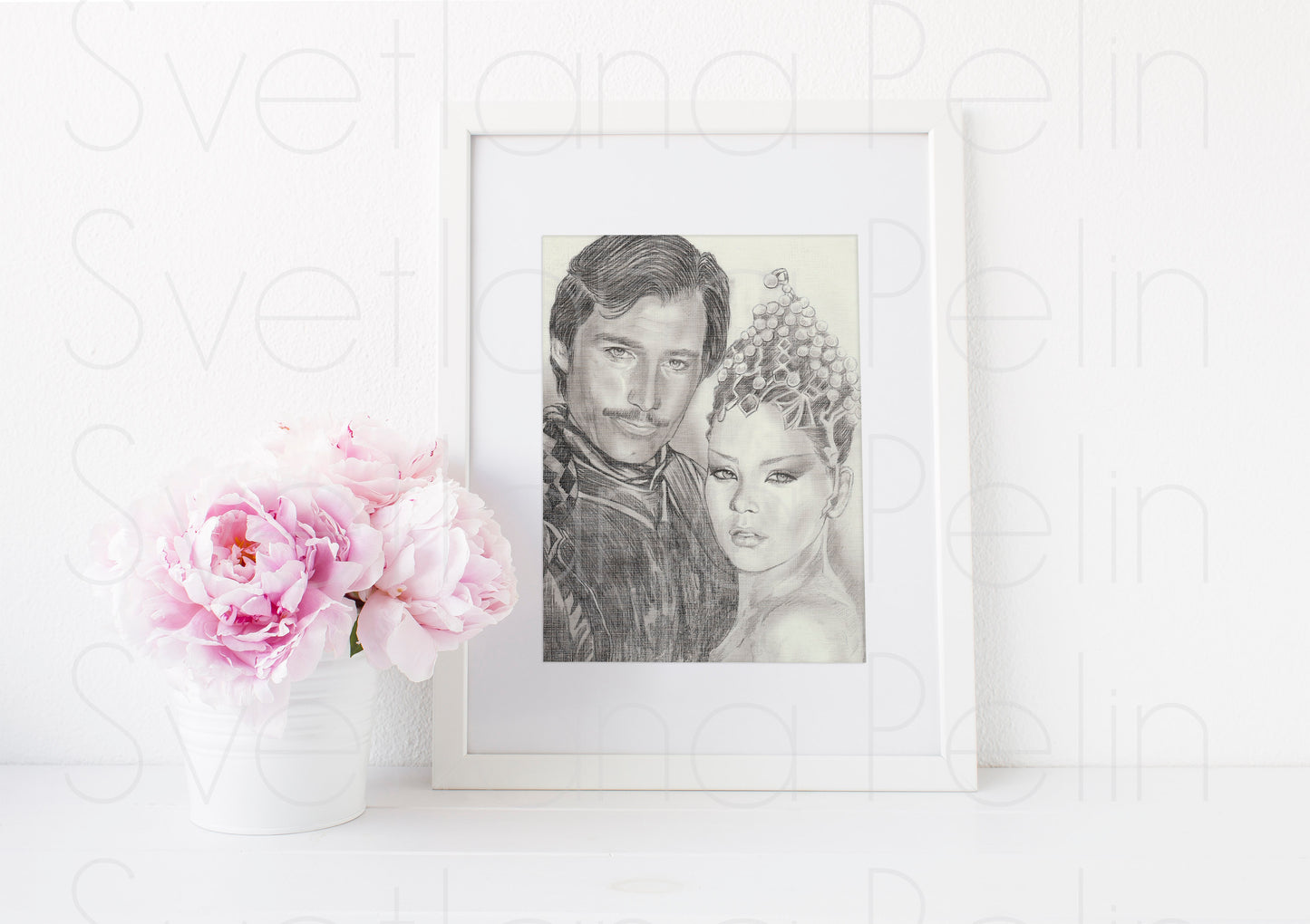 Ornella Muti, Timothy Dalton, ART PRINT Signed by Artist