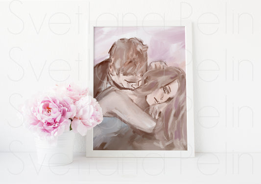 Couple Kissing, ART PRINT Signed by Artist