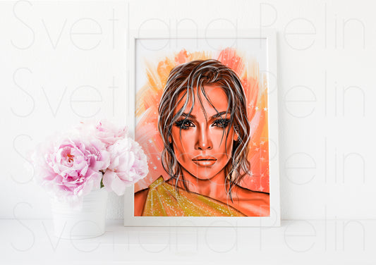 Jennifer Lopez, ART PRINT Signed by Artist