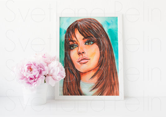 Anne Hathaway, ART PRINT Signed by Artist