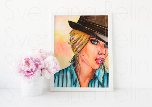 Scarlett Johansson, ART PRINT Signed by Artist