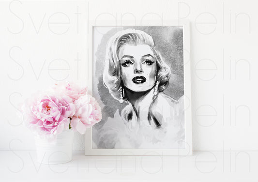 Marilyn Monroe, Frank Powolny, White Fur, ART PRINT Signed by Artist