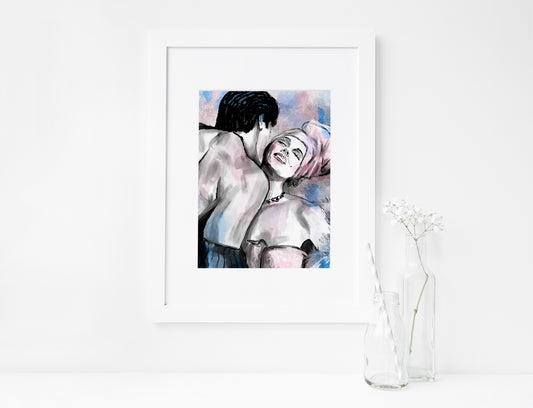 Sylvester Stallone, Brigitte Nielsen, ART PRINT Signed by Artist