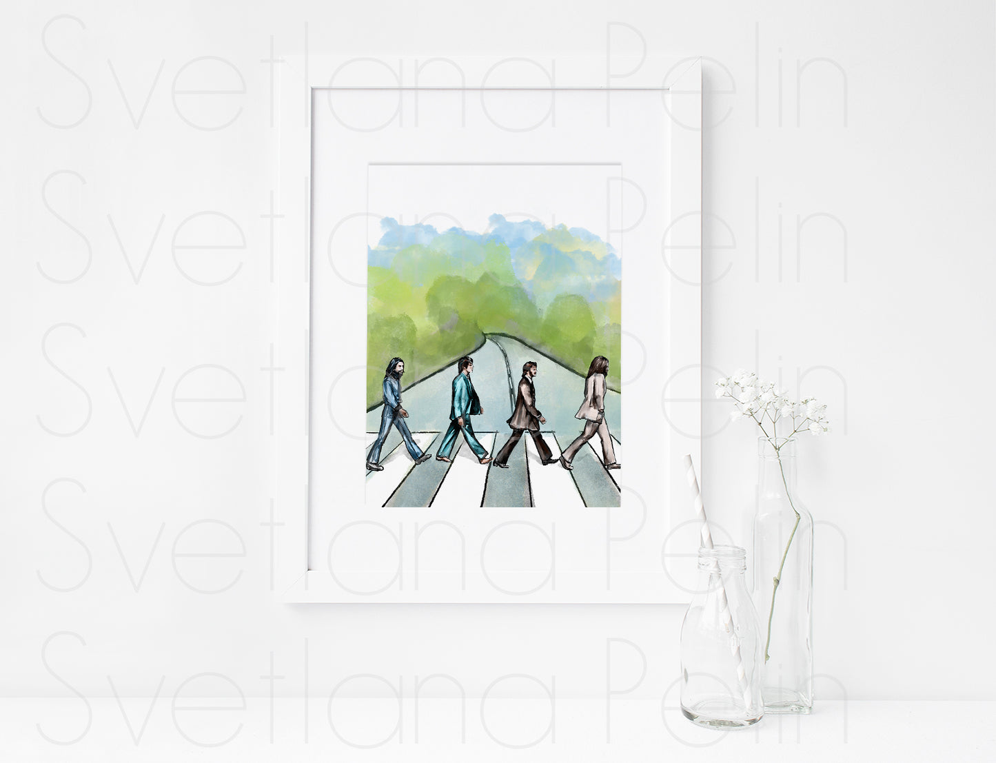 John L, Paul M, Ringo S, George H, TB, ART PRINT Signed by Artist