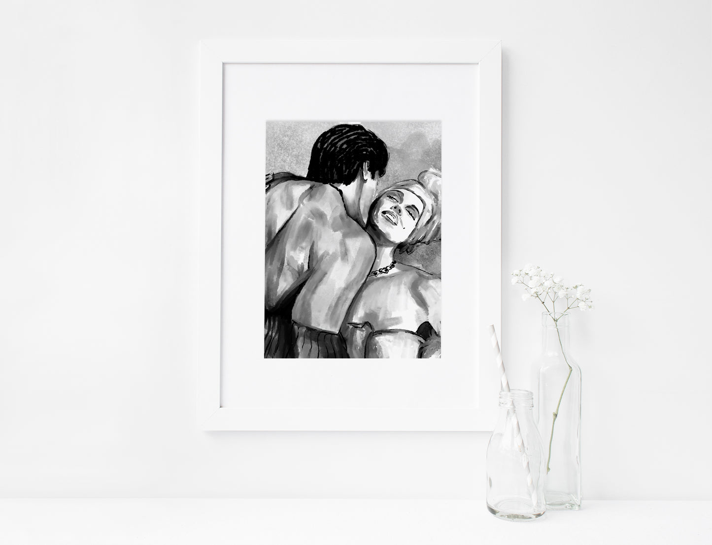 Sylvester Stallone, Brigitte Nielsen, ART PRINT Signed by Artist