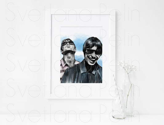 Liam, Noel Gallagher, Oasis, ART PRINT Signed by Artist