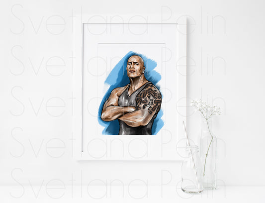 Dwayne Johnson, ART PRINT Signed by Artist