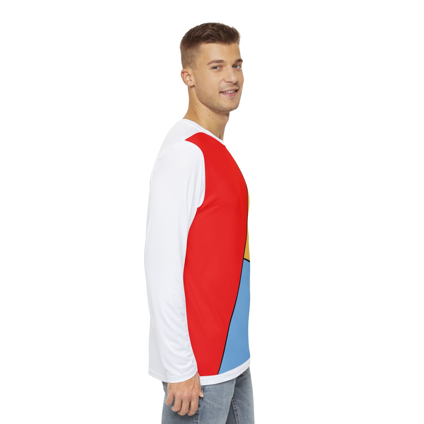 Red, Yellow, Blue, Men's Long Sleeve Shirt (AOP)