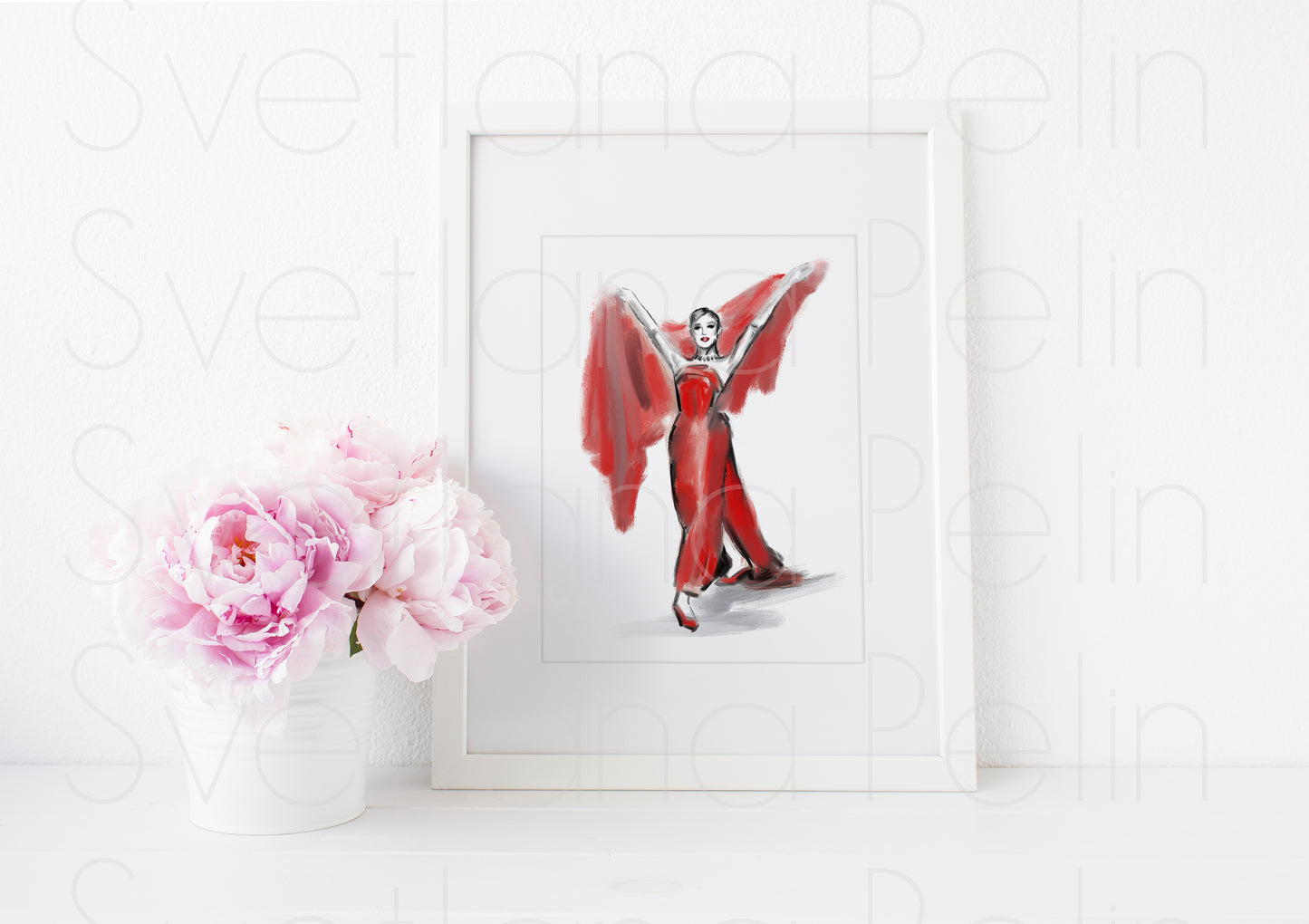 Audrey Hepburn in Funny Face, Red dress, ART PRINT Signed by Artist