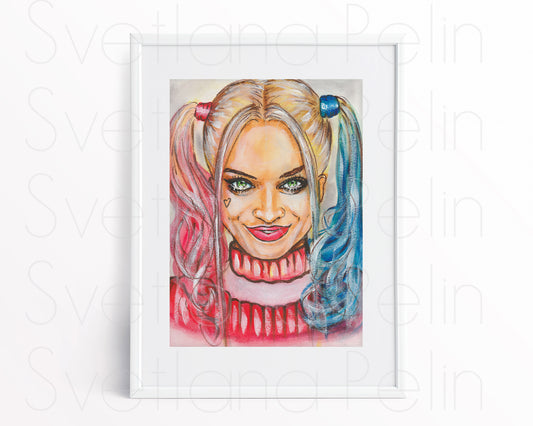 Margot Robbie, ORIGINAL Watercolor Painting, Artwork by Svetlana Pelin