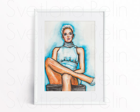 Sharon Stone, Basic Instinct, ORIGINAL Watercolor Painting, Artwork by Svetlana Pelin