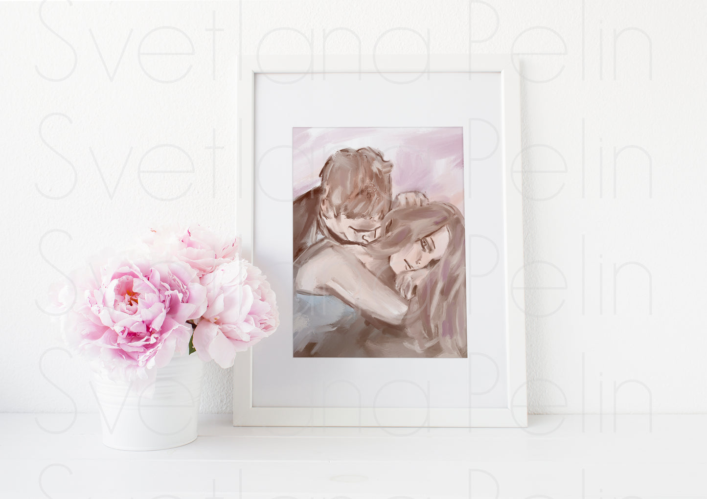 Couple Kissing, ART PRINT Signed by Artist