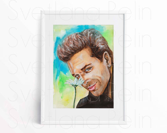 Mickey Rourke, ORIGINAL Watercolor Painting, Artwork by Svetlana Pelin