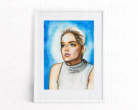 Sharon Stone, Basic Instinct, ORIGINAL Watercolor Painting, Artwork by Svetlana Pelin