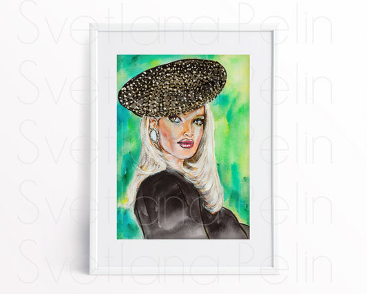 Karen Mulder, ORIGINAL Watercolor Painting, Artwork by Svetlana Pelin