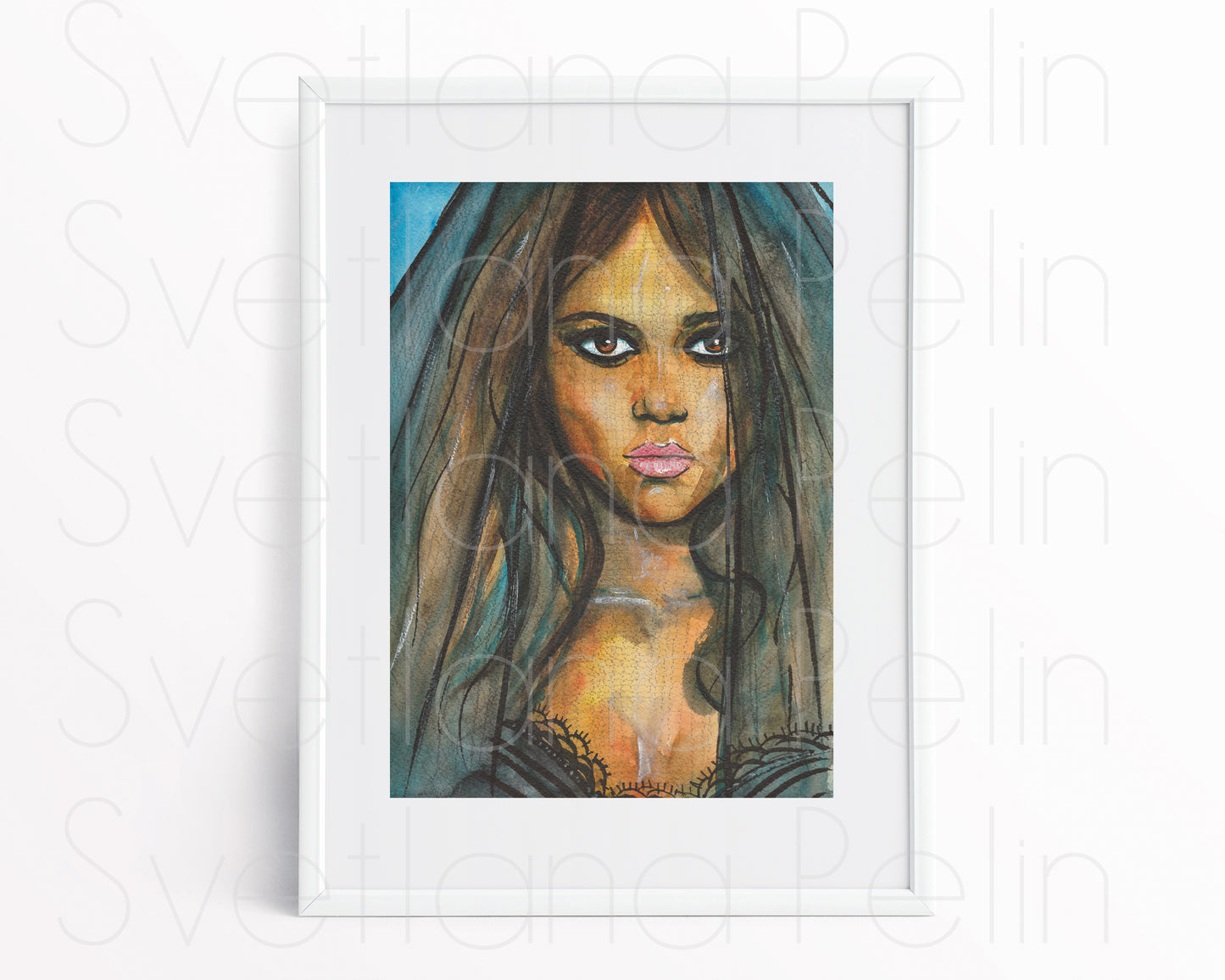 Jenna Ortega, Wednesday Addams, ORIGINAL Watercolor Painting, Artwork by Svetlana Pelin