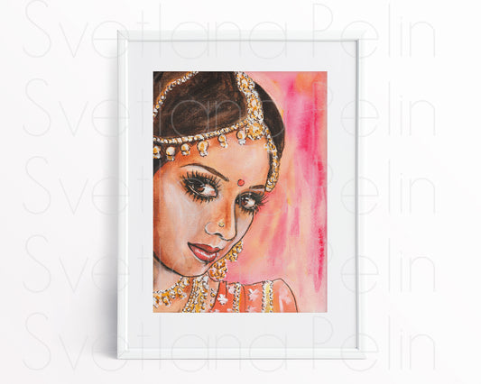 Sridevi Kapoor, ORIGINAL Watercolor Painting, Artwork by Svetlana Pelin