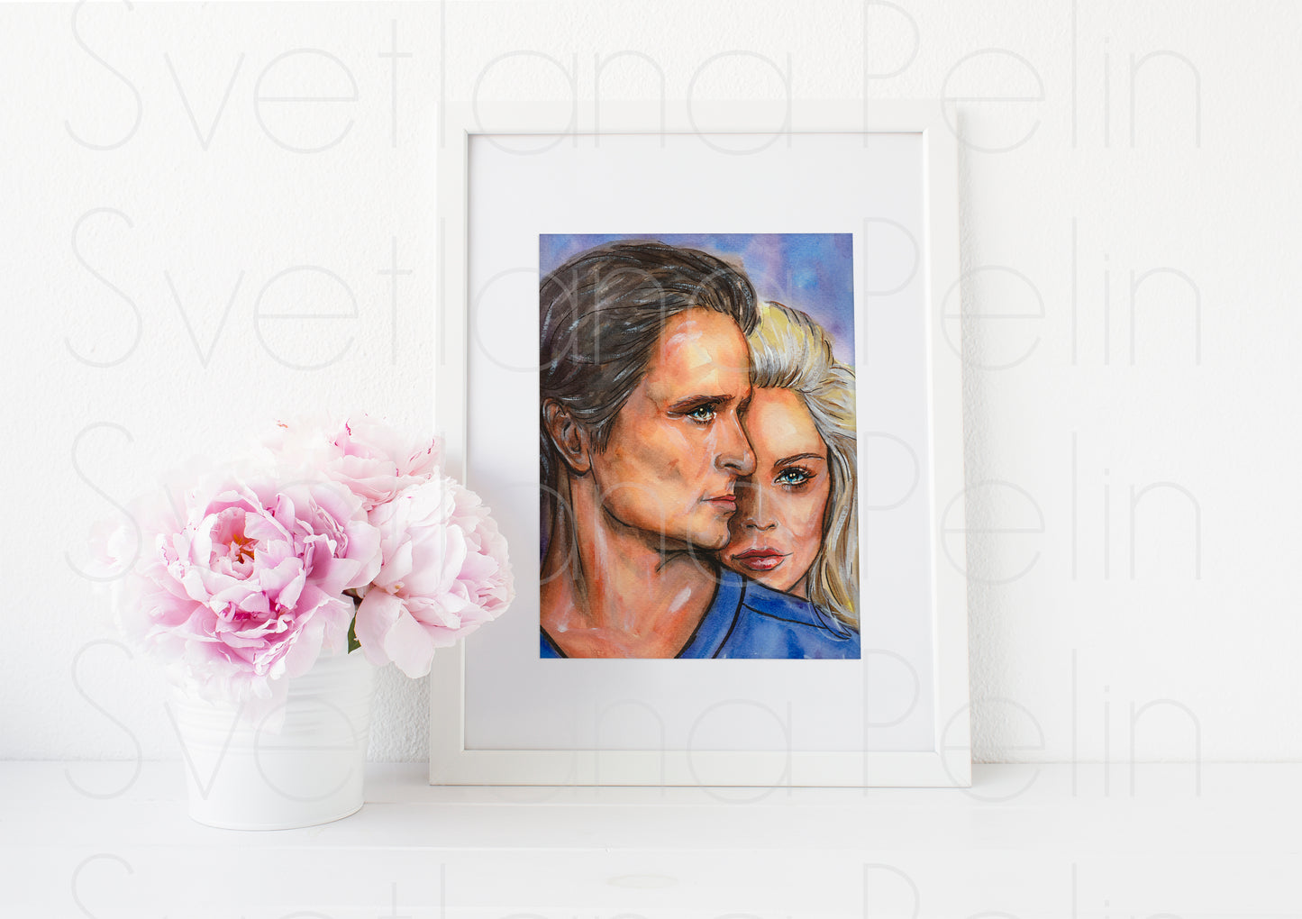 Michael Douglas, Sharon Stone, Basic Instinct, ART PRINT Signed by Artist